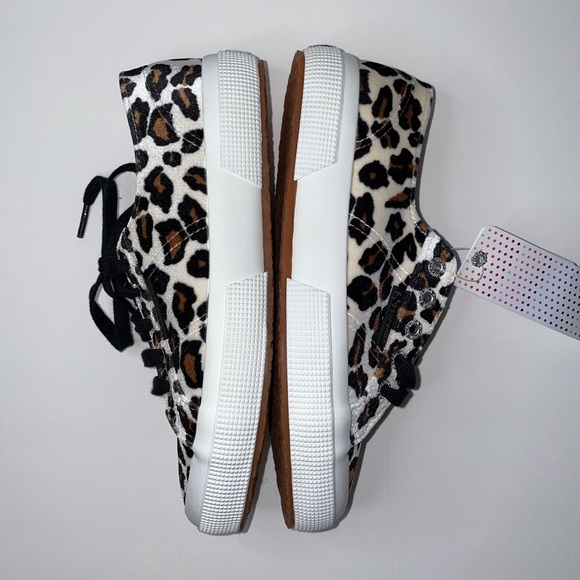 NWOB Superga Velvet White Leopard Sneakers - Picture 8 of 10